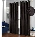 Curtain Drapes for Door 7Ft 1 Piece | Solid Tree Punch Panels for Home and Office Decor | Polyester Eyelet Curtains for Living Room Kitchen Hall, 4 x 7 Feet, Dark Brown