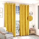 Curtain Drapes for Long Door 9Ft Set of 1 | Solid Tree Punch Panels for Home and Office Decor | Polyester Eyelet Curtains for Living Room Kitchen Hall, 4 x 9 Feet, Yellow