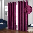 Curtain Drapes for Long Door 9Ft Set of 2 | Solid Tree Punch Panels for Home and Office Decor | Polyester Eyelet Curtains for Living Room Kitchen Hall, 4 x 9 Feet, Purple, Room Darkening