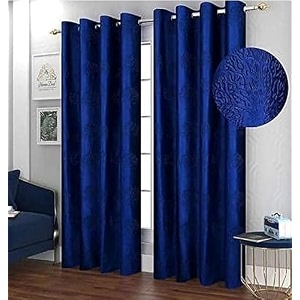 curtain drapes for window 5ft 1 piece  solid tree punch panels for home and office decor  polyester eyelet curtains for living room kitchen hall 4 x 5 feet blue