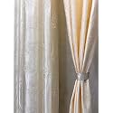 Curtain Drapes for Window 5Ft 1 Piece | Solid Tree Punch Panels for Home and Office Decor | Polyester Eyelet Curtains for Living Room Kitchen Hall, 4 x 5 Feet, Cream