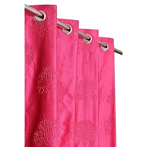curtain drapes for window 5ft set of 1  solid tree punch panels for home and office decor  polyester eyelet curtains for living room kitchen hall 4 x 5 feet pink
