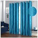 Curtain Drapes for Window 5Ft Set of 2 | Solid Tree Punch Panels for Home and Office Decor | Polyester Eyelet Curtains for Living Room Kitchen Hall, 4 x 5 Feet, Aqua Blue