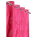 Curtain Drapes for Window 5Ft Set of 2 | Solid Tree Punch Panels for Home and Office Decor | Polyester Eyelet Curtains for Living Room Kitchen Hall, 4 x 5 Feet, Pink