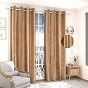 Curtain Drapes for Window 5Ft Set of 1 | Solid Tree Punch Panels for Home and Office Decor | Polyester Eyelet Curtains for Living Room Kitchen Hall, 4 x 5 Feet, Mud