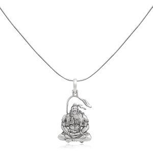 unniyarcha 925 sterling silver meditating shri hanuman ji pendant for men  hallmarked religious silver pendant  certified pure silver jewellery with certificate of authenticity  chain not included