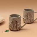 Unravel Stylish Ceramic Mugs – Set of 2 | Drinking Hot &amp; Cold Beverages | Handcrafted Tea/Coffee Mug | Cups Ideal for Daily Use | Durable &amp; Long Lasting Gift | Leaf Outer Design Cream