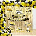 Untumble Construction Theme Birthday Party Decorations | 112 Pcs Kit | Balloon Arch, Gold Foil Curtain, Banner &amp; Vehicle Posters | Party Supplies for Boys 1st 2nd 3rd 4th 5th Birthday