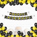 Untumble Construction Theme Happy Birthday Banner With Balloons | Construction Birthday Decoration With 1 Happy Birthday Bunting Banner &amp; 20 Latex Balloons | Birthday Decoration for Boys | Pack of 21