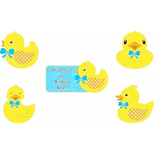 untumble duck theme birthday decoration poseters kit  duck theme birthday party decoration with yellow dick posters  donald duck birthday decoration pack of 5