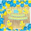 Untumble Duck Theme Birthday Decorations Foil Kit | Duck Theme Birthday Decorations With Golden Foil Curtain, Happy Birthday Banner, Duck Posters &amp; Balloons | Duck Theme | Pack of 108