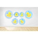 Untumble Duck Theme Birthday Paper Fan Decorations | Donald Duck Theme Birthday Decoration | 6 Different Size Paper Fans With Yellow Duck Stickers | Duck Theme Birthday Decoration | Pack of 6