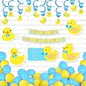 Untumble Duck Theme Birthday Party Decoration Swirls Kit | Duck Theme Decoration Items With Hanging Swirls, Posters, &amp; Balloons | Duck Theme Birthday Decorations | Pack of 56