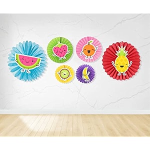 untumble fruit theme party decoration paper fans set of 6