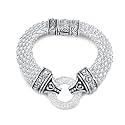 UNY Popcorn Chain Center Circle Pave Stone Unique Bracelet Magnetic Claps Designer Inspired Jewelry