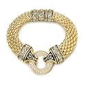UNY Popcorn Chain Center Circle Pave Stone Unique Bracelet Magnetic Claps Designer Inspired Jewelry