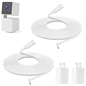 Uogw 2 Pack 25FT Power Adapter and Extension Cable Compatible with WYZE Cam Pan V3, USB to 90 Degree Micro USB Cable,L-Shaped Flat Power Charging Cord,5V/2A Outdoor Power Adapter (White)
