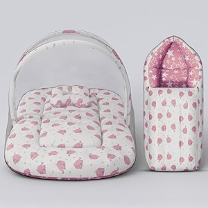 uonibaby x staranddaisy 3 in 1 baby sleeping bag for newborn mosquito net for baby beddingsoft and comfortable baby bed for 0-6 monthswashable cotton design -grey