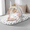 Uonibaby X StarAndDaisy 3 in 1 Baby Sleeping Bag for Newborn, Mosquito net for Baby Bedding/Soft and Comfortable Baby Bed for 0-6 Months/Washable Cotton Design. -Grey