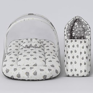 uonibaby x staranddaisy baby sleeping bag with mosquito net for newborn 0-12 months  soft cotton infant sleeping sack cum baby wrapperfoldable sleeping bag for baby winter amp summer-grey