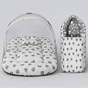 Uonibaby X StarAndDaisy Baby Sleeping Bag with Mosquito Net for Newborn (0-12 Months) / Soft Cotton Infant Sleeping Sack Cum Baby Wrapper/Foldable Sleeping Bag for Baby Winter &amp; Summer-Grey