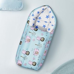 uonibaby x staranddaisy essentials 3 in 1 baby sleeping bag for new bornbaby carrier for new bornsoft and comfortable baby bed for 0-12 monthswashable cotton design printed-blue