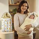 StarAndDaisy 3 in 1 Baby Sleeping Bag/Baby Bedding Set for new Born, Baby Bed for New Born/Foldable &amp; Washable Cotton Design/Comfortable Sleeping Bag for Baby 0-12 Months (Giraffe Print)