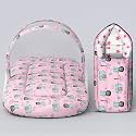 Uonibaby X StarAndDaisy 3 in 1 Baby Sleeping Bag for Newborn, Mosquito net for Baby Bedding/Soft and Comfortable Baby Bed for 0-6 Months/Washable Cotton Design. -Grey