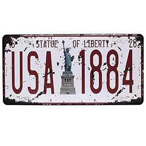 uoopai statue of liberty usa 1884 vintage metal sign retro auto license plate embossed tag size 634 x 1234