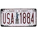 UOOPAI Statue of Liberty USA 1884 Vintage Metal Sign Retro Auto License Plate, Embossed Tag Size 6" X 12"