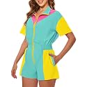 UOUA 80s Outfit for Women 90s Jumpsuit One-Piece Bodysuits Costume