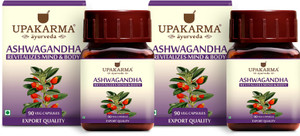upakarma ayurveda organic ashwagandha 500mg - 90 veg capsules pure extract - stress relief anti-anxiety mood enhancer immune  thyroid support 45 days of supply pack of 2