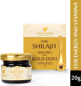 upakarma premium ayurvedic pure and natural shilajit gold resin with pure gold dust helps boost immunity energy strength stamina and overall health - 20 grams shilajeet - pack of 1