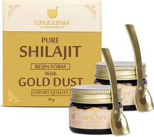 upakarma shilajit gold resin 10g  contains 24k gold  natural strength  stamina booster