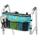 Update Walker Bag Hand Free Storage Bag Walker Attachment Handicap Basket Pouch for Rollator, Wheelchair, Folding Walkers (Plaid Blue)