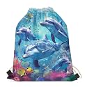 Upetstory Animals Patterned Drawstring Gym Bag for Teens Kids, Cinch Backpack for School Gifts