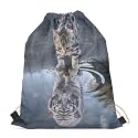 Upetstory Animals Patterned Drawstring Gym Bag for Teens Kids, Cinch Backpack for School Gifts