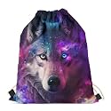 Upetstory Animals Patterned Drawstring Gym Bag for Teens Kids, Cinch Backpack for School Gifts