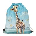 Upetstory Animals Patterned Drawstring Gym Bag for Teens Kids, Cinch Backpack for School Gifts