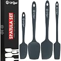 UpGood Silicone Spatula Set 600°F - High Heat Resistant Nonstick, Small and Large Kitchen Spatulas - Flexible BPA Free Professional Grade Cookware - Utensils for Cooking, Baking, Mixing(4 Pcs, Grey)