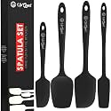 UpGood Silicone Spatula Set 600°F - High Heat Resistant Nonstick, Small and Large Kitchen Spatulas - Flexible BPA Free Professional Grade Cookware - Utensils for Cooking, Baking, Mixing(4 Pcs, Black)