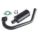 Upgrade Exhaust with Muffler For Coleman Powersports CT200U BT200X CT200u-ex,212cc 196cc/6.5HP Go Kart and Gas Mini Bike Black