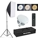 【Upgrade LED】 MOUNTDOG Softbox Photography Lighting Kit 19.7"X27.5" 45W Adjustable Brightness and 3 Color Temperature with Remote Control for Professional Photography