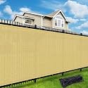 UPGRADE Privacy Fence Screen 90% Visual Blockage 5'x85' Sand Outdoor 170 GSM Mesh Panels for Deck,Balcony,Backyard,Patio with Zip Ties,Customized，A495