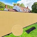 UPGRADE Privacy Screen 4' x 25' Fence Commercial Shade Cover with Brass Grommets Heavy Duty Perfect for Outdoor Back Yard, Sand, Customizable