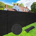 UPGRADE Privacy Screen 4' x 25' Fence Commercial Shade Cover with Brass Grommets Heavy Duty Perfect for Outdoor Back Yard, Black, Customizable