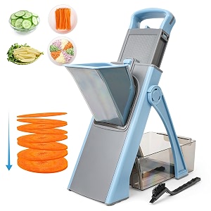 upgrade safe mandoline slicer plus adjustable vegetable food chopper potato fries french fry cutter detachable blade kitchen chopping artifact new kitchen gift blue