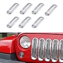 Upgrade Version Clip-on Grille Front Mesh Grille Inserts For Jeep Wrangler 2007-2017 (Chrome)
