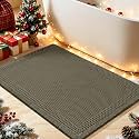 Upgrade Waffle Bath Mat, 36"x24" Greyish Green, Boho Bathroom Rugs Absorbent Non Slip, Ultra Soft Bathroom Mat, Machine Washable Knit Bath Rugs with Border for Bathroom, Bedroom, Kitchen, Shower