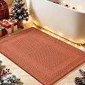 Upgrade Waffle Bath Mat, Boho Bathroom Rugs Absorbent Non Slip, Ultra Soft Bathroom Mat, Machine Washable Knit Bath Rugs with Tassels for Bathroom, Bedroom, Kitchen,Shower,Tub, 32"x20", Burnt Orange